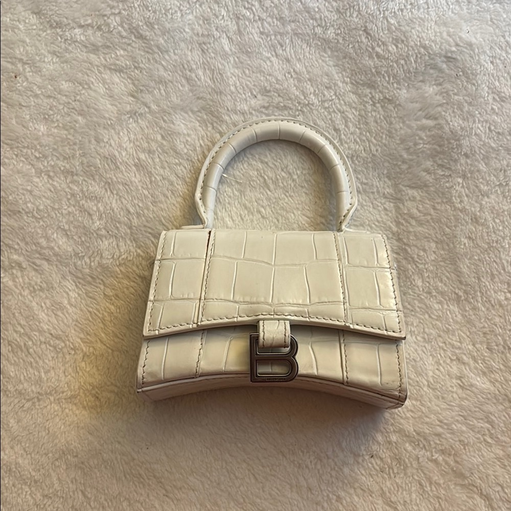 Balenciaga White Croc-Embossed Mini Bag